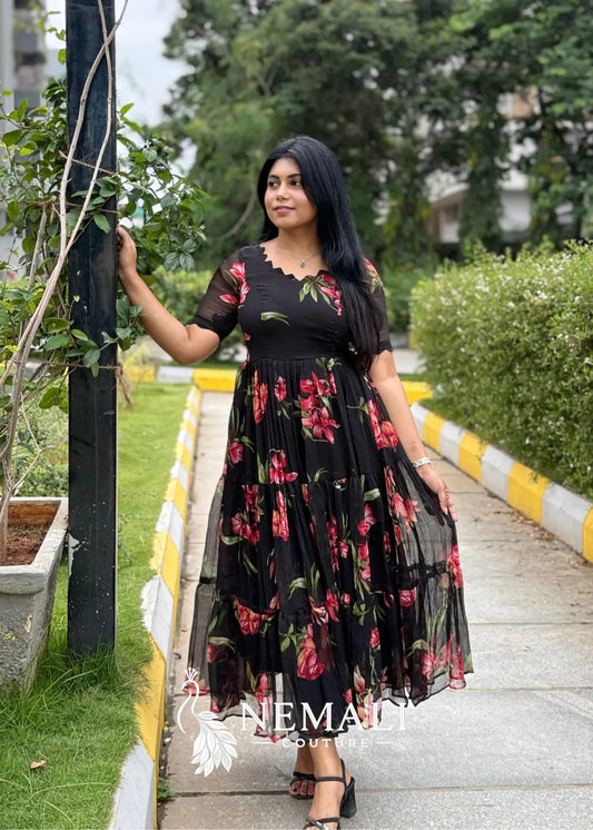 Chiffon Fabric Casual Frock