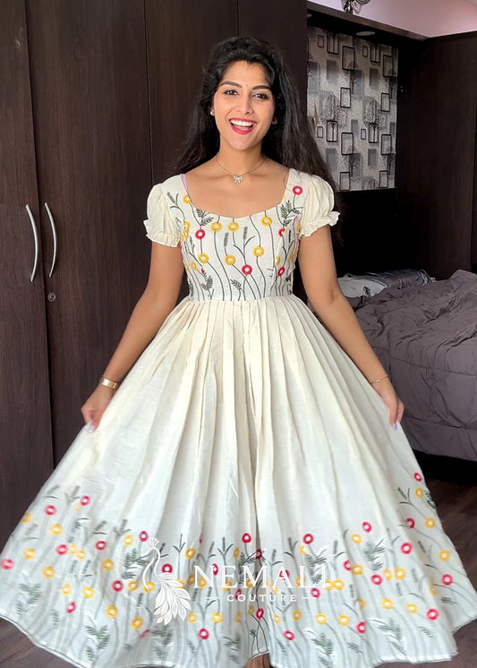 Kora Cotton Embroidery Casual Frock