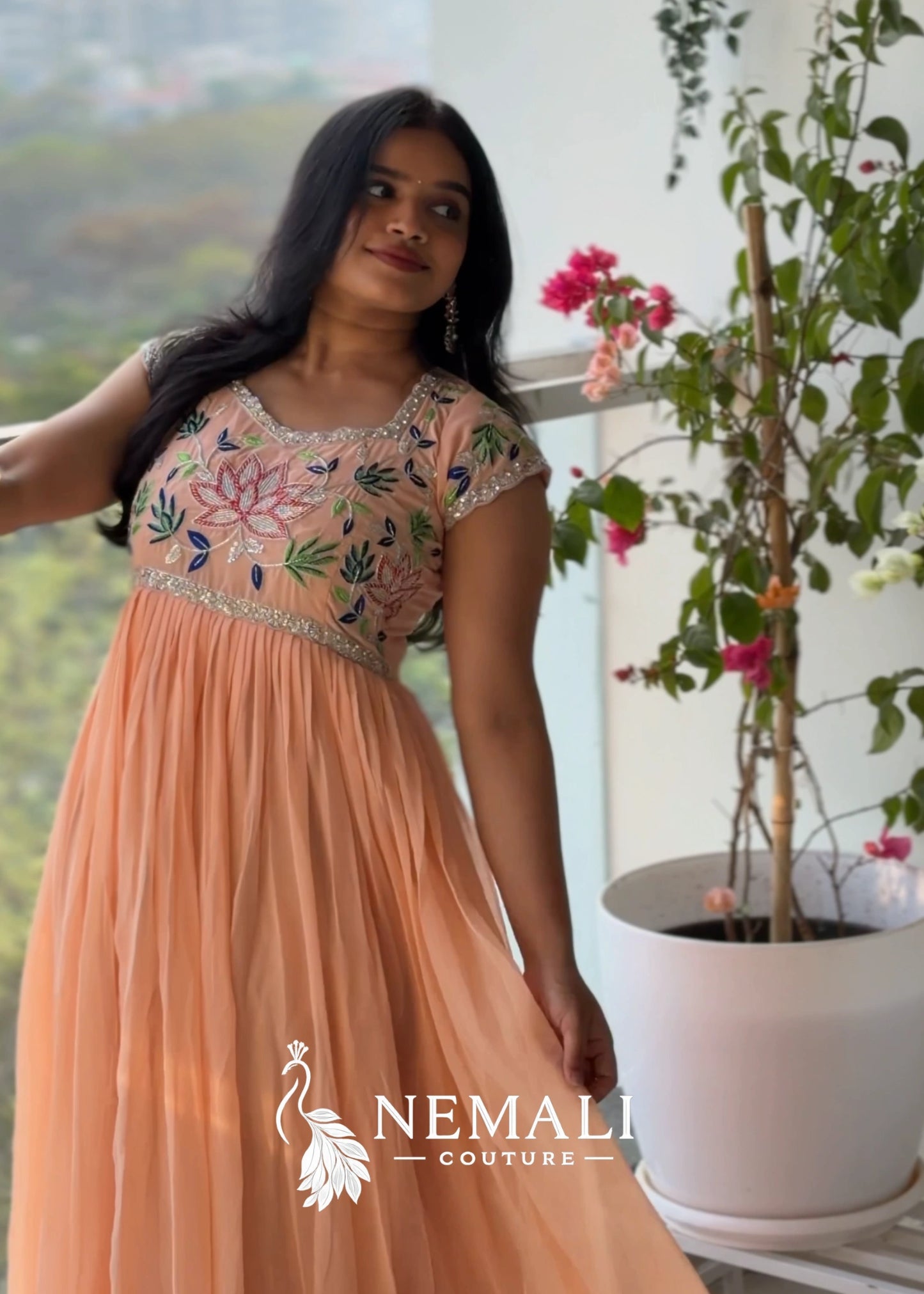 Georgette with hand work Frock