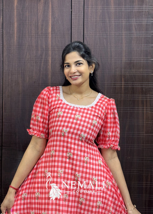 Round Neck Mul Chanderi Frock