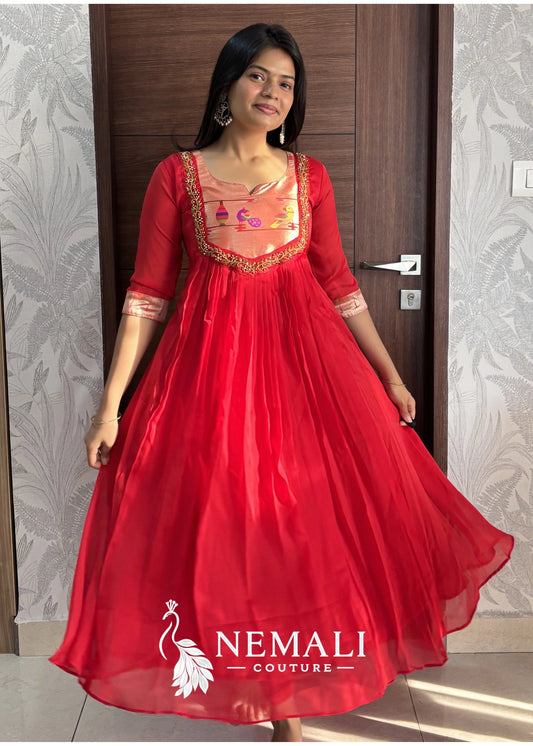 Festive Wear American Crepe Long Frock