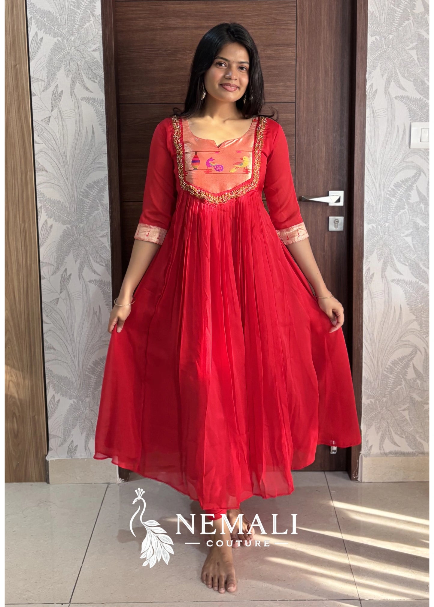 Festive Wear American Crepe Long Frock