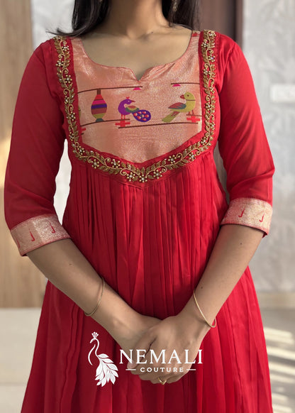 Festive Wear American Crepe Long Frock