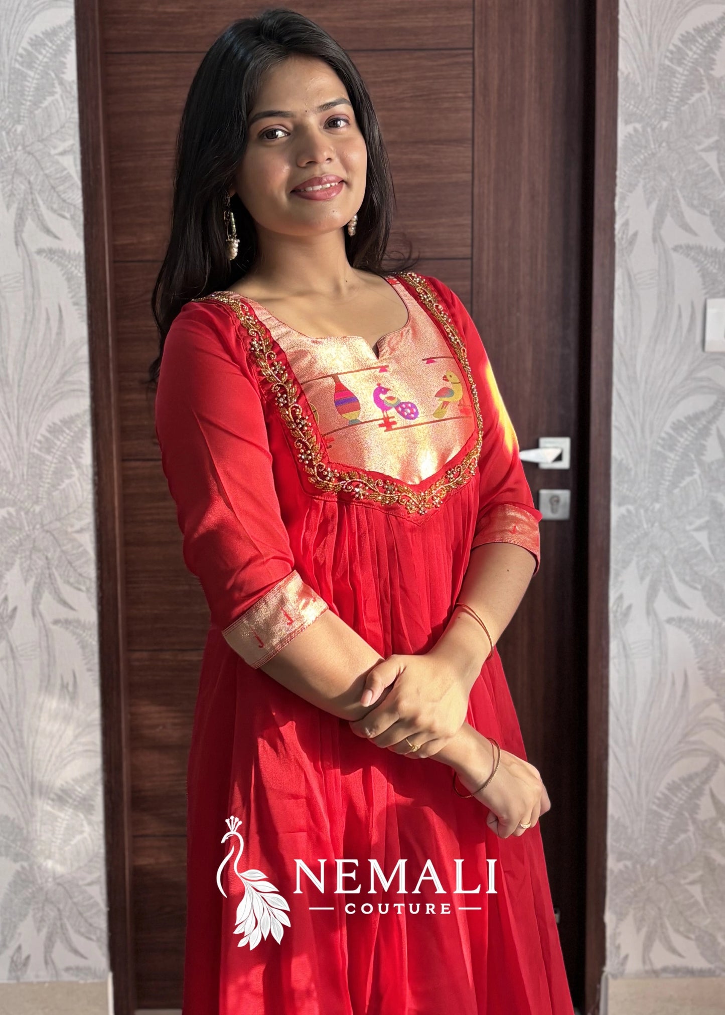 Festive Wear American Crepe Long Frock