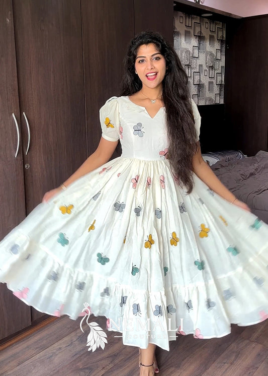Kora Cotton Hand Painted Frock