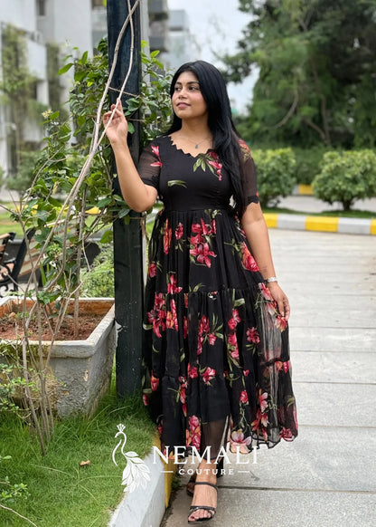 Chiffon Fabric Casual Frock