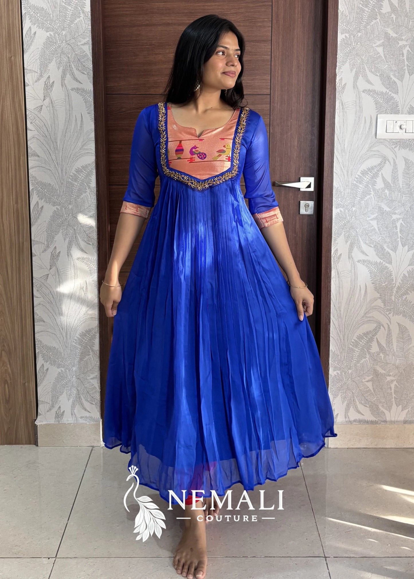 Festive Wear American Crepe Long Frock