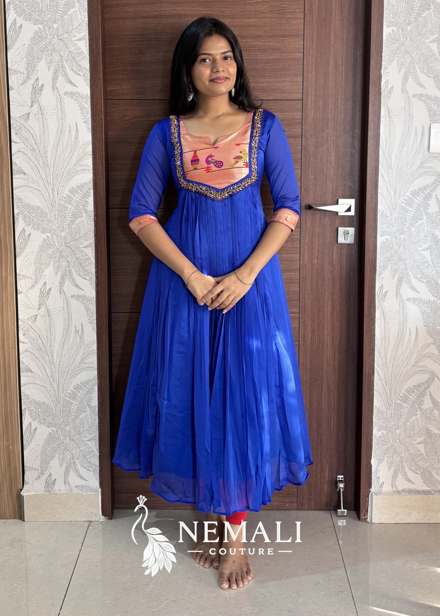 Festive Wear American Crepe Long Frock
