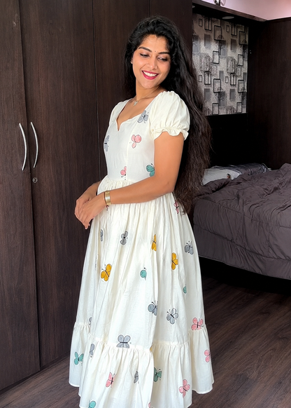 Kora Cotton Embroidery Casual Frock – Handcrafted Everyday Ethnic Dress