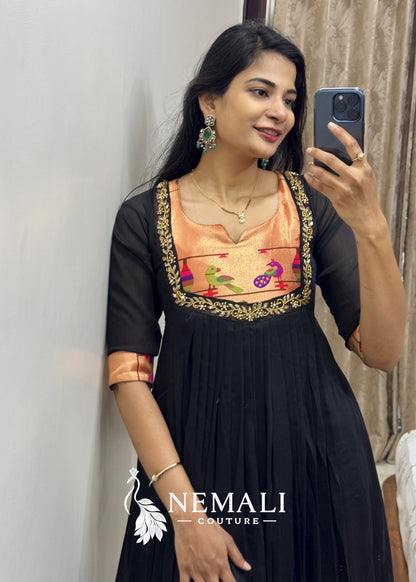 Festive Wear American Crepe Long Frock
