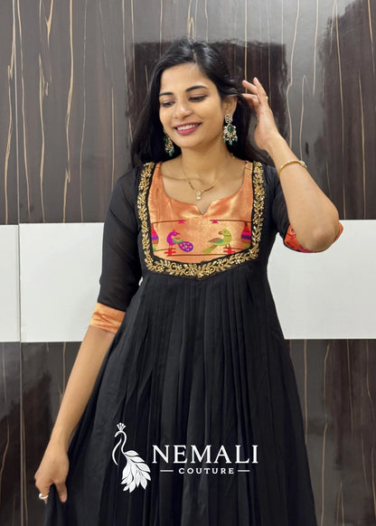 Festive Wear American Crepe Long Frock
