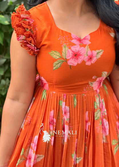 Butter Soft Chiffon  Fabric Floral Frock