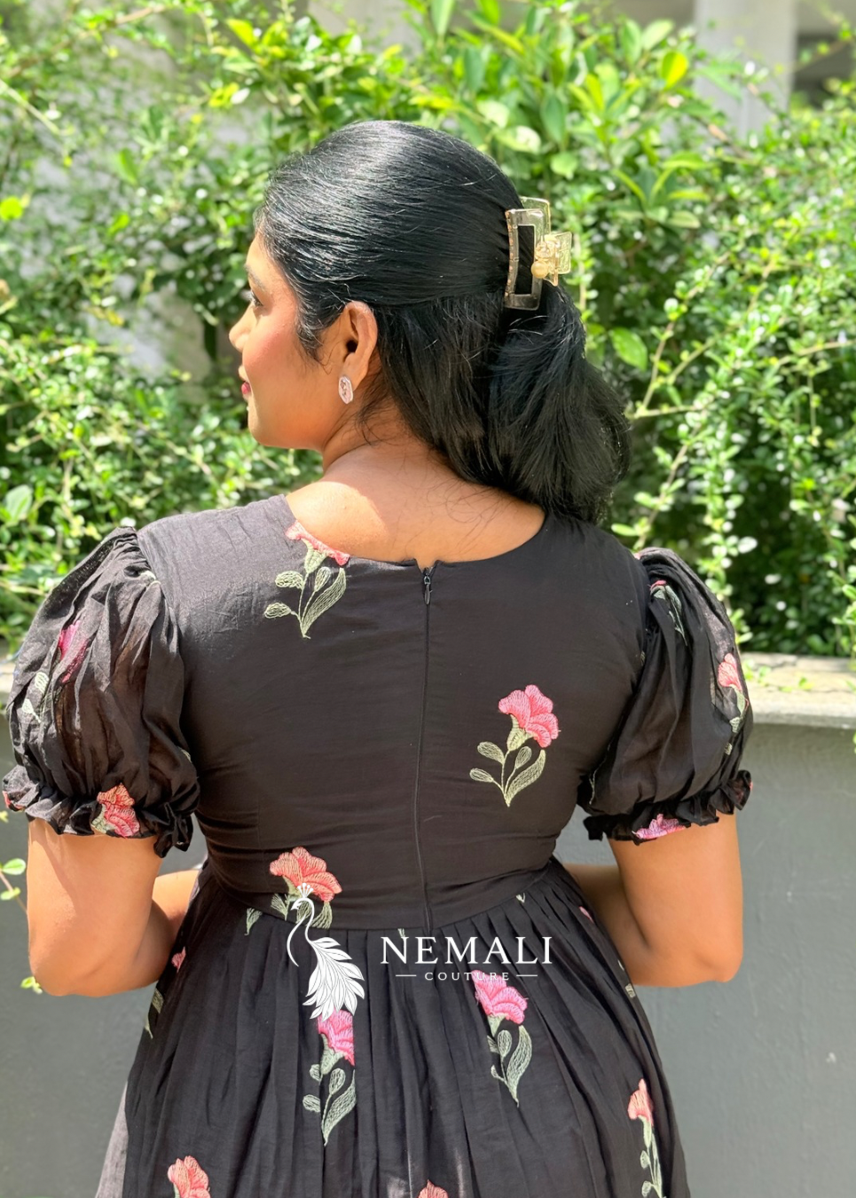 Mul chanderi fabric Black Frock